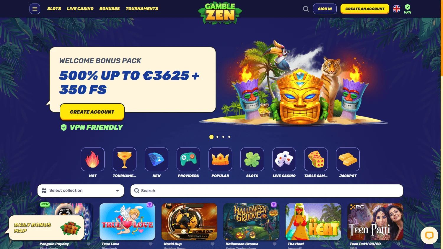 Gamblezen Casino desktop games view